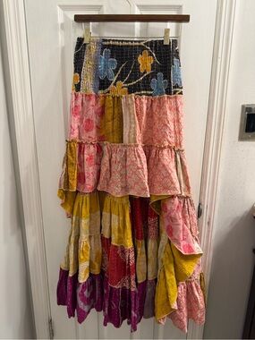 Tiered Kantha Patchwork High Low Skirt or Top